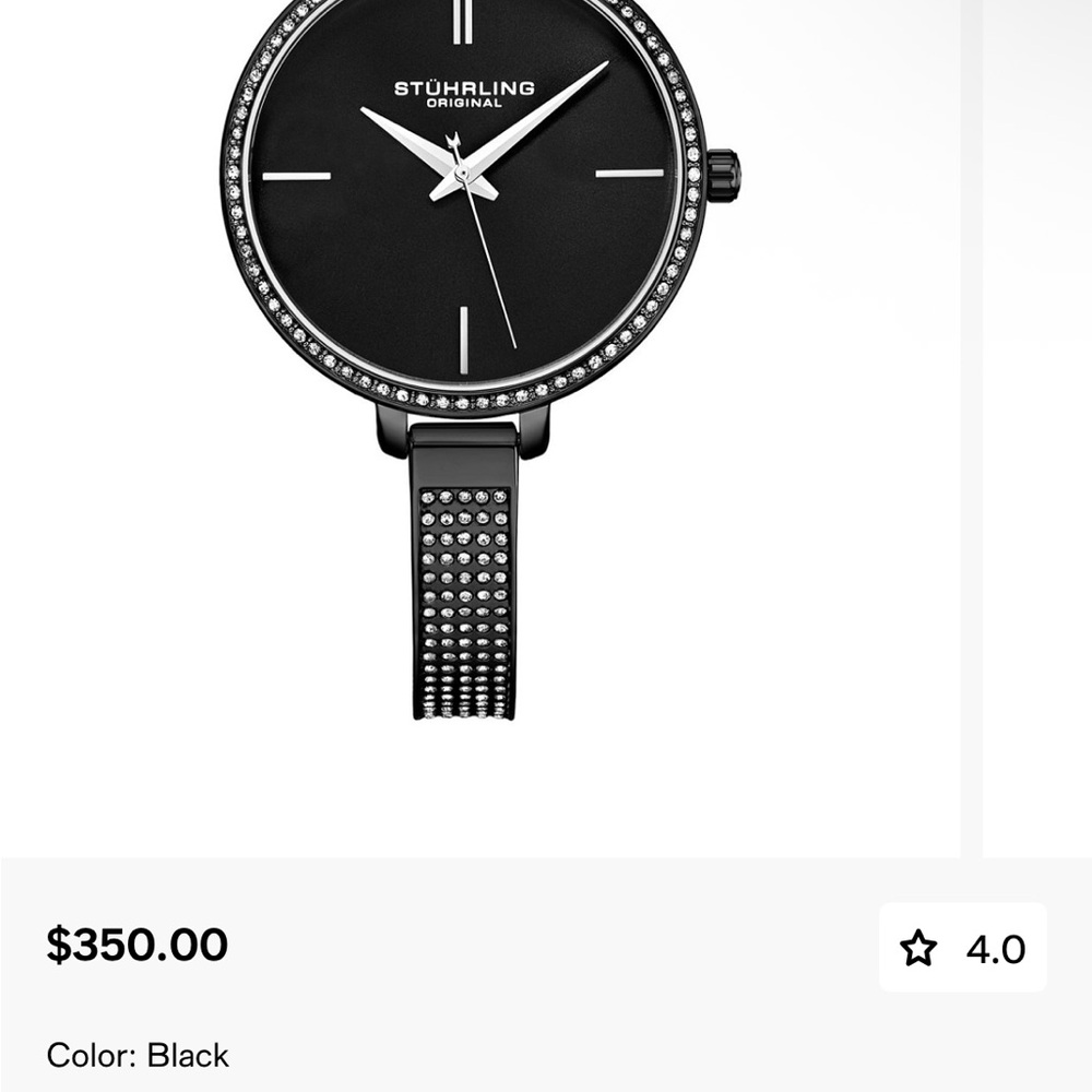 Stührling Silver and Black Ladies Watch